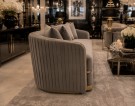 Chloe Sofagruppe 3+2+1 Seters – Grå velour &  Gold Rustfritt Stål thumbnail