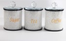 Crystalline oppevaringskrukke sett til te, sukker og kaffe med krystaller-Sort kant m gull skrift- 3 stk- Ø10, H14 cm thumbnail