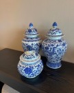 Glamour Urne/Vase - H 37 cm - Hvit og blå - Flower  thumbnail