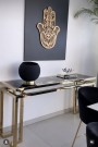 Lion konsollbord - Gull rustfritt stål & Hvit marmorplate - 140 cm thumbnail