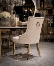 Mallorca stol – Beige velour & Gull rustfritt stål - Klassisk ring bak thumbnail