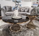 Milano sofabord - Sort stein plate & Gull rustfritt stål thumbnail