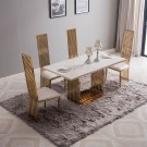 Callison spisebord - L 180 cm -hvit stein  & Gull understell i rustfritt stål thumbnail