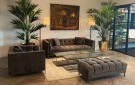 New York sofa - 1 set-  Grå italiensk fløyel & Gull rustfritt stål ben thumbnail