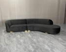 BAX SOFA - Sort velour & Gull ben thumbnail