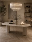 Malaga spisebord 200 cm - Lys beige understell i treverk - Oval greige  steinplate thumbnail
