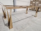 Roma spisebord - Hvit steinplate & Rosagull rustfritt stål understell  thumbnail