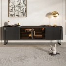 Los Angeles tv bord - L 220 cm - Sort - Treverk & Rusrfritt stål  thumbnail