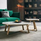 Manhattan sofabord inkl sidebord - Hvit marmor & gull rustfritt stål understell thumbnail