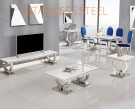 Ellington spisebord- L 200 cm- Hvit marmor plate & sølv understell thumbnail