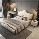 Luxury seng - 180 cm - Spesial bestilling - Synthetisk skinn - Lys beige thumbnail