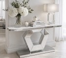 Dubrovnik konsollbord - Sølv rustfritt stål understell & Hvit steinplate thumbnail