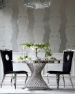 Milano spisebord - Sølv rustfritt stål - Hvit stein - Ø 150 thumbnail