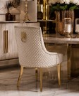 Mallorca stol – Beige velour & Gull rustfritt stål - Løvehode bak thumbnail