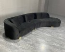 BAX SOFA - Sort velour & Gull ben thumbnail