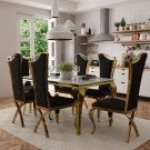 Malin spisestol - SORT ITALIENSK FLØYEL & SØLV RUSTFRITT STÅL BEN thumbnail