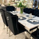 Mexico spisestol - Sort italiensk fløyel & Sølv rustfritt stål ben thumbnail