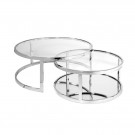 Salvisa sofabord -2 stk Ø 80 og 60 cm - Rustfritt stål m klart herdet glass  thumbnail