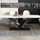 Bergen spisebord - 200 cm - hvit steinplate & Sort understell i rustfritt metall thumbnail