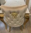 Madrid stol - Beige - Italiensk fløyel & Gull rustfritt ben thumbnail