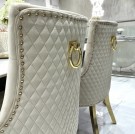 Mallorca stol – Beige velour & Gull rustfritt stål - Klassisk ring bak thumbnail