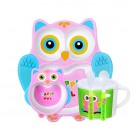 Barneservise- 5 deler - Owl- Rosa thumbnail