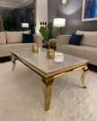 Houston sofabord - Hvit marmorplate & Rustfritt stål - Gull  thumbnail