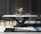 Bergen spisebord - 200 cm - hvit steinplate & Sort understell i rustfritt metall thumbnail