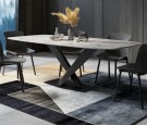 Bergen spisebord - 200 cm - hvit steinplate & Sort understell i rustfritt metall thumbnail
