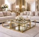 Emori sofabord - 4 deler - Gull rustfritt stål - Firkantet thumbnail