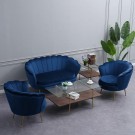 Paris sofa i blå italiensk fløyel & Gull rustfritt ben thumbnail