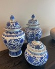 Glamour Urne/Vase - H 37 cm - Hvit og blå - Dragon thumbnail