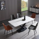 Bergen spisebord - 200 cm - hvit steinplate & Sort understell i rustfritt metall thumbnail