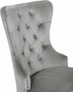 Paris stol - Lys grå italiensk fløyel & Sølv rustfritt stål ben thumbnail