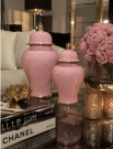 Glamour Urne/Vase- Rosa & gull -H 37 cm thumbnail