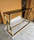 New York konsollbord - Sort herdet glass & Gull rustfritt stål- L 130 cm thumbnail