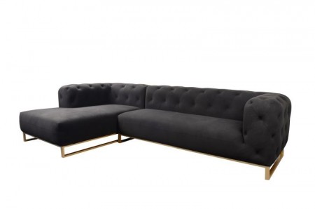 Manhattan L-SOFA VENSTRE- Sort italiensk velour m gullben